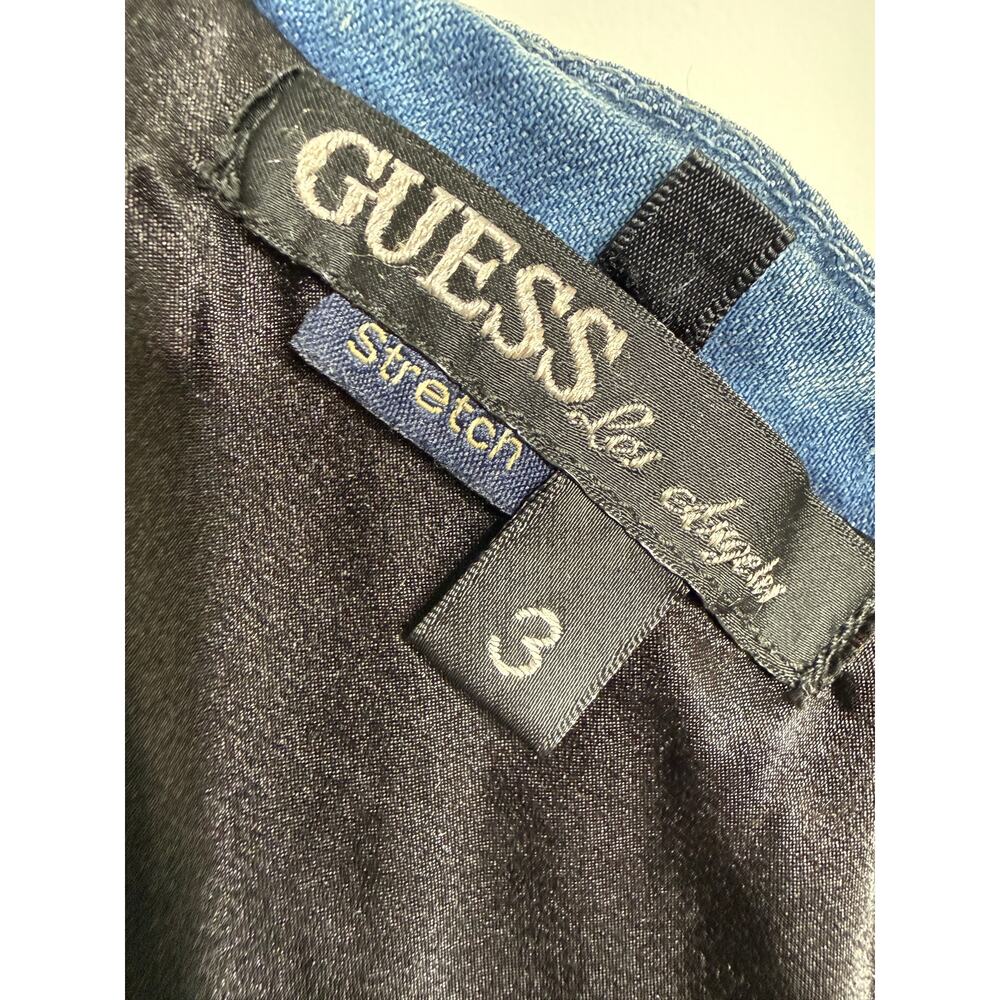 Denim Mini Dress Strapless Bubble Hem Y2K Party Dress Corset Bustier GUESS - Picture 6 of 9